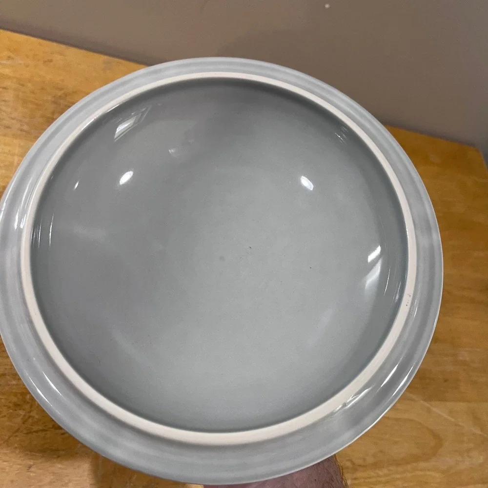 Fiesta Pearl Gray Covered Casserole Dish Round Ceramic Serving Bowl Vtg Style